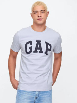 GAP - Men Blue Knitted Round Neck Half Sleeves T-Shirt