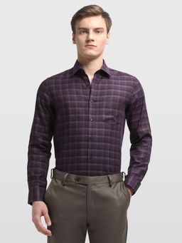 Arrow - Men Purple Cotton Collar Neck Full Sleeves Shirt