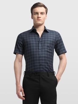 Arrow - Men Blue Cotton Collar Neck Half Sleeves Shirt