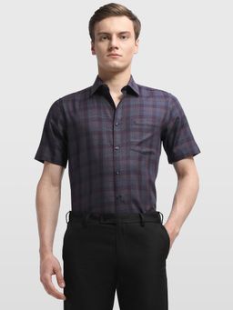 Arrow - Men Purple Cotton Collar Neck Half Sleeves Shirt