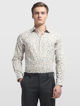 Arrow - Men Beige Cotton Collar Neck Full Sleeves Shirt