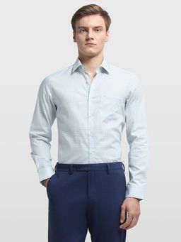 Arrow - Men Blue Cotton Collar Neck Full Sleeves Shirt