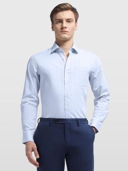 Arrow - Men Blue Cotton Collar Neck Full Sleeves Shirt