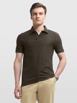 Arrow - Men Brown Cotton Collar Neck Half Sleeves Polo T-Shirt