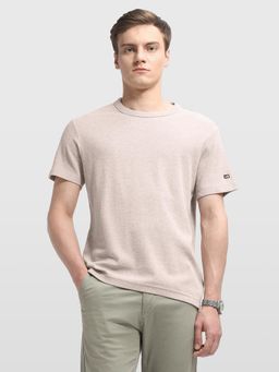 Arrow Sports - Men Beige Cotton Crew Neck Half Sleeves T-Shirt