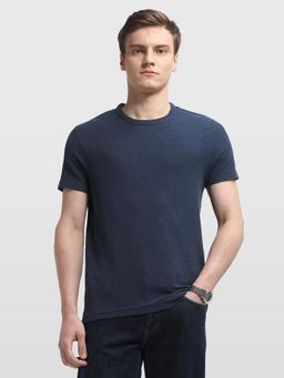 Arrow Sports - Men Blue Cotton Crew Neck Half Sleeves T-Shirt