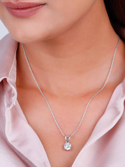 Classic Silver Zircon Pendant with Chain