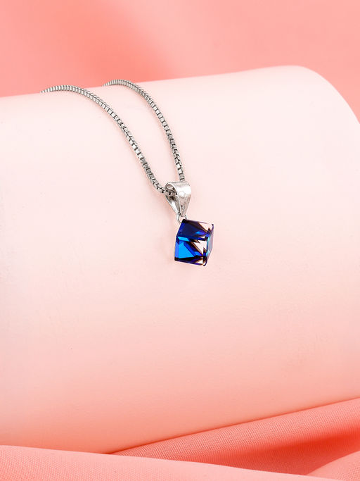 GIVA Sterling Silver Mystic Prism Pendant With Chain
