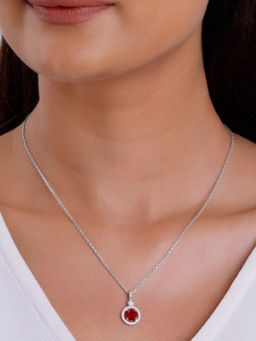 GIVA - 925 Sterling Silver Radiant Red Pendant with Link Chain Necklace for Women and Girls stylish