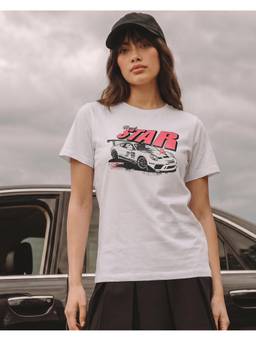 Bewakoof - White Star Graphic Printed Slim Fit T-shirt