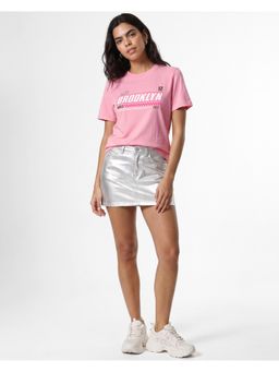 Bewakoof - Pink Brooklyn Typography T-shirt