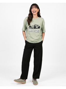 Bewakoof - Green Own Lane Graphic Printed Oversized T-shirt