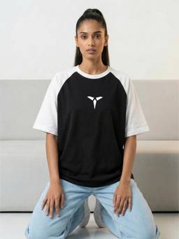 TOM MILTON - Black Women's Cotton Half Sleeves Oversized T-Shirt