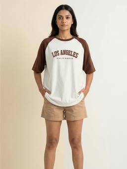 TOM MILTON - Off White Cotton Typography Oversized T-Shirt