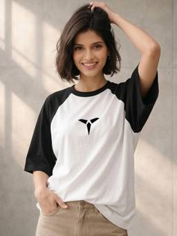 TOM MILTON - White Women Cotton Half Sleeves Oversized T-Shirt