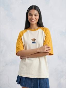 TOM MILTON - White Cotton Graphic Oversized T-Shirt