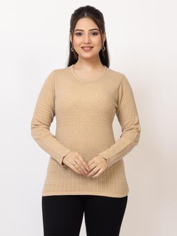 LASOON - Beige Premium Pullover Full Sleeves Winter Comfort Style Sweater