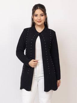 LASOON - Black Premium Studded with Full Sleeves Elegant Cardigan