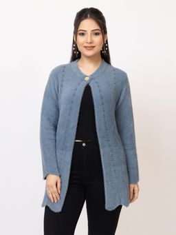 LASOON - Blue Premium Studded with Full Sleeves Elegant Cardigan