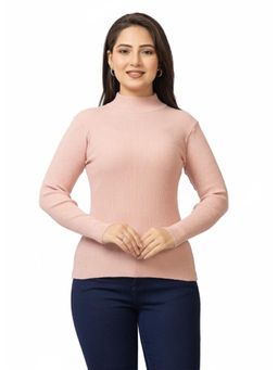 LASOON - Light Peach Solid Blanded Yarn Skivi Sweater