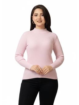 LASOON - Pink Solid Blanded Yarn Skivi Sweater