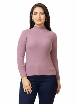 LASOON - Mauve Solid Blanded Yarn Skivi Sweater