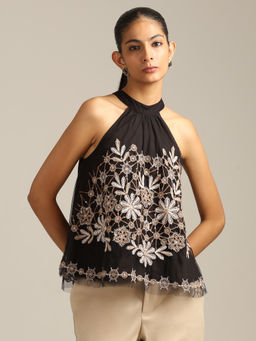 Label Ritu Kumar - Black Anastacia Top