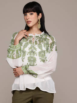 Label Ritu Kumar - Green Venezia Top