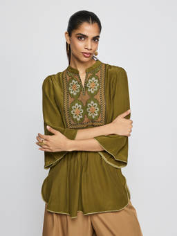 Label Ritu Kumar - Olive Gemini Short Top