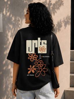 PRONK - Black Arts Graphic Oversized Printed T-Shirt