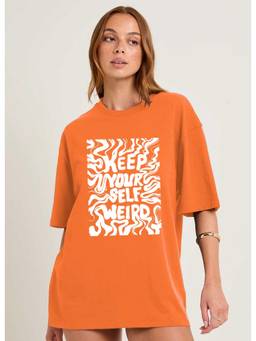 PRONK - Orange Chaos Aesthetic Printed Oversized T-Shirt