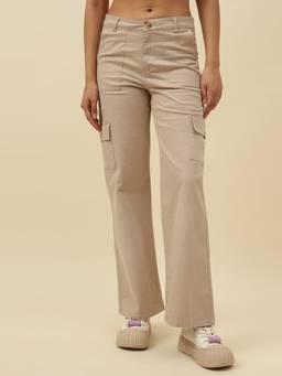 Beatnik - Beige Woven Plain Pant