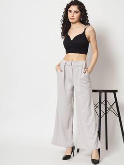 Beatnik - Grey Woven Plain Trouser
