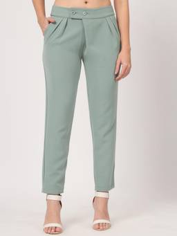 Beatnik - Sea Green Woven Plain Trouser