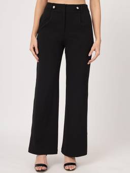 Beatnik - Black Woven Plain Trouser