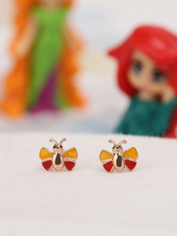 Praavy - 925 Sterling Silver The Beautiful Rose Gold Butterfly Kids Studs