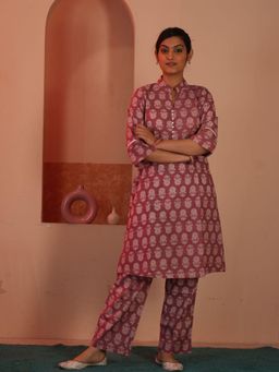 Mera Rang - Rozana Printed Pink Kurta and Pant (Set of 2)
