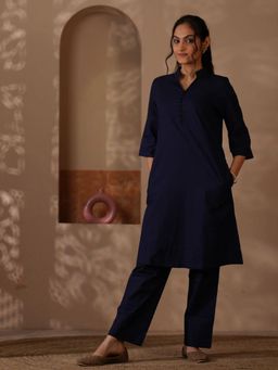 Mera Rang - Rozana Navy Blue Kurta and Pant (Set of 2)
