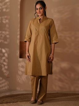 Mera Rang - Rozana Tan Color Kurta and Pant (Set of 2)