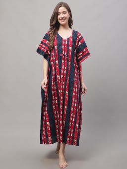 Secret Wish - Women's Multi Colour Cotton Kaftan with Batik Print