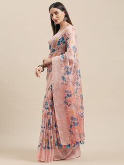 Vaamsi - Women's Art Silk Floral Printed Woven Saree with Unstitched Blouse