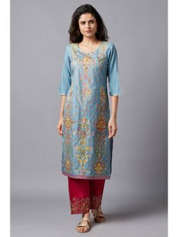 Aurelia - Smoke Blue Festive Ethnic Kurta
