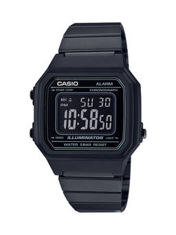 Casio - Vintage B650WB-1BDF Black Digital Dial Black Stainless Steel Band D199