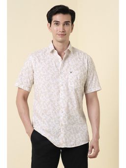 Allen Solly - Men Beige Slim Fit Print Half Sleeves Casual Shirt