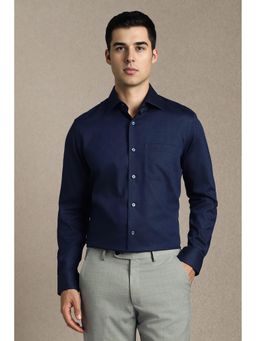 Louis Philippe - Men Navy Blue Print Full Sleeves Formal Shirt