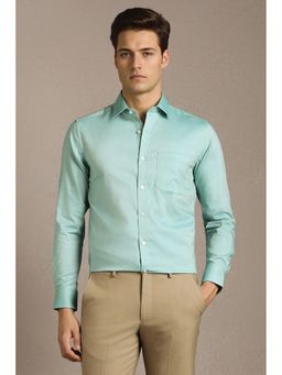 Louis Philippe - Men Green Solid Full Sleeves Formal Shirt