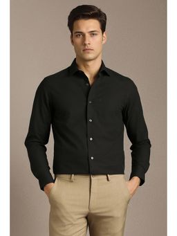 Louis Philippe - Men Black Solid Full Sleeves Formal Shirt