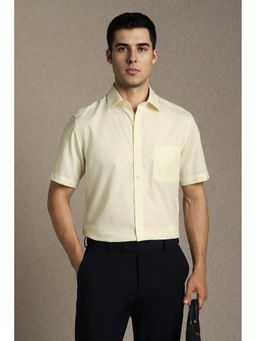 Louis Philippe - Men Yellow Textured Half Sleeves Formal Shirt