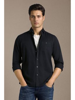 Louis Philippe - Men Black Solid Full Sleeves Casual Shirt