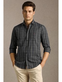 Louis Philippe - Men Charcoal Check Full Sleeves Casual Shirt